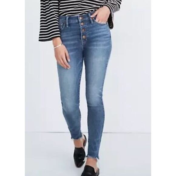 Madewell Denim - Madewell 10" High-Rise Skinny Raw Hem Denim Button Fly Jeans Women's 28